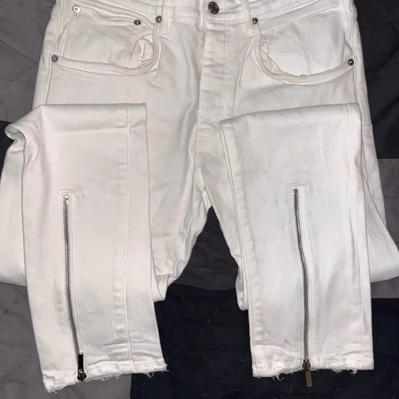 All white jeans made by Purple Brand